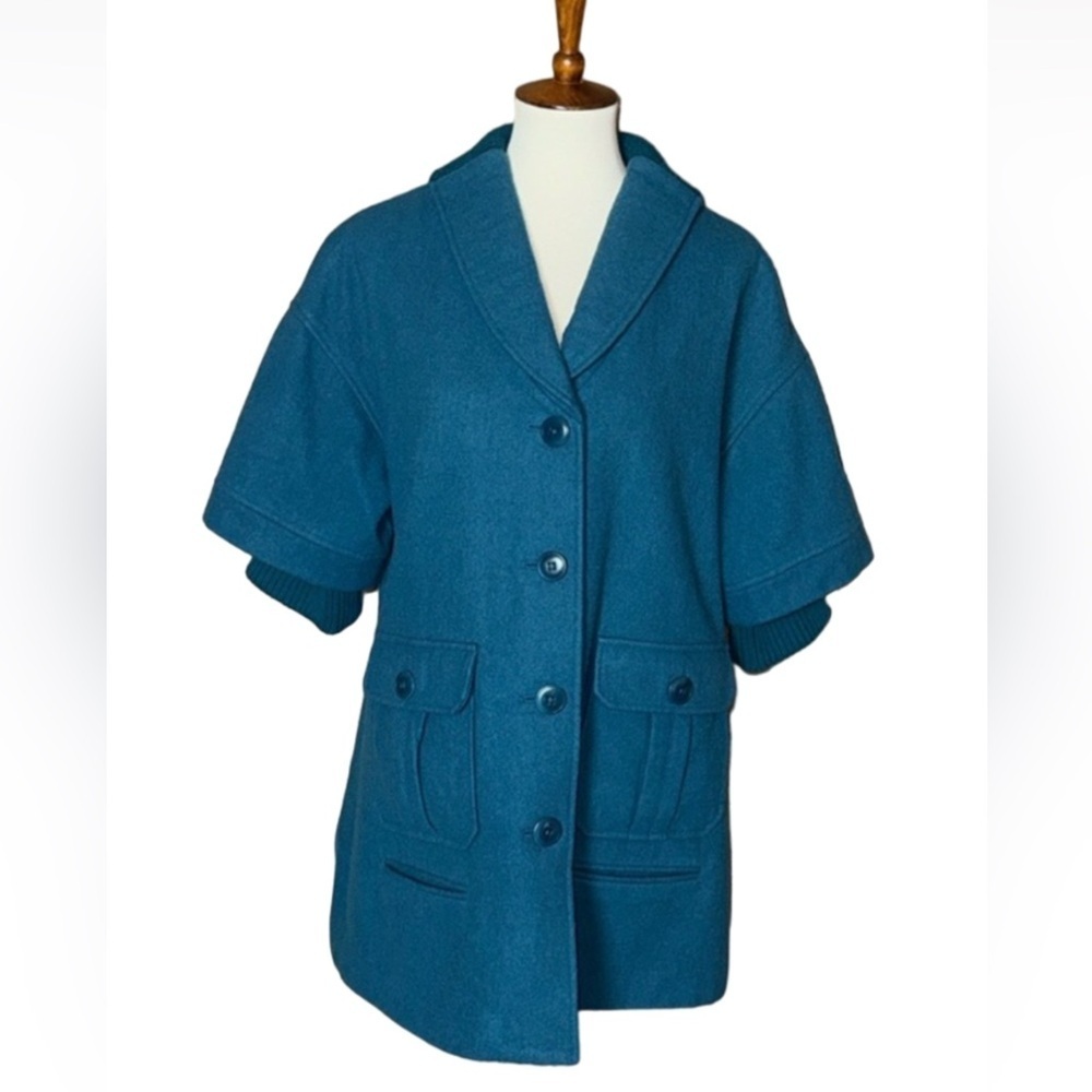 Sundance teal wool blend jacket with short sleeves Size Medium